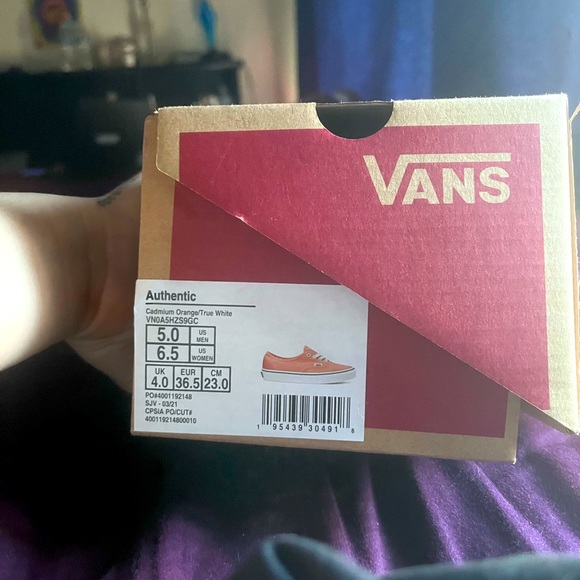 Orange/ White Authentic Vans - Picture 2 of 4